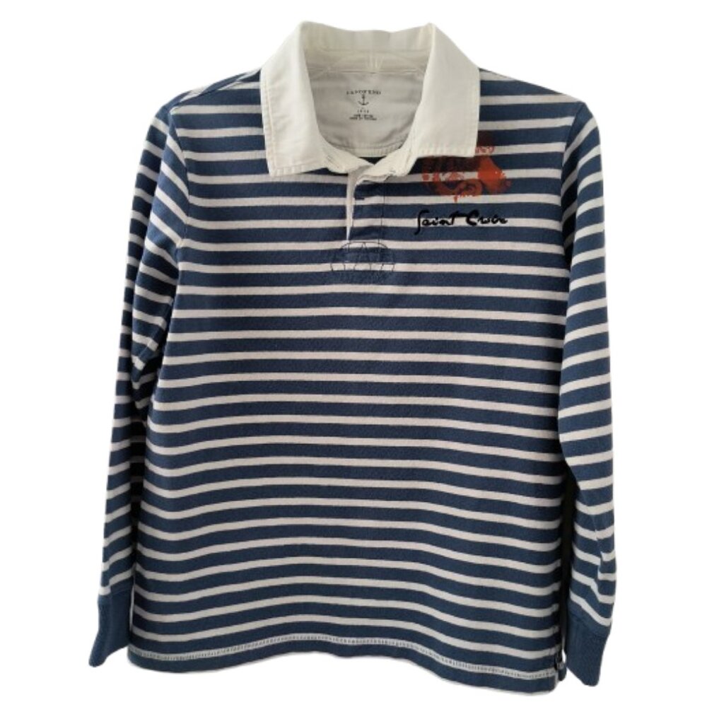 Land's End Boys Long-Sleeve Mountain Sky Stripe Graphic Rugby - Boys Large 14-16